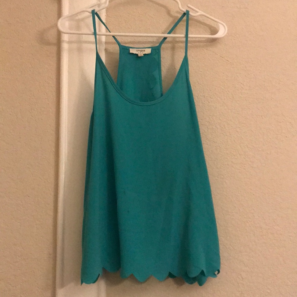 Tank top with scalloped detail and open back